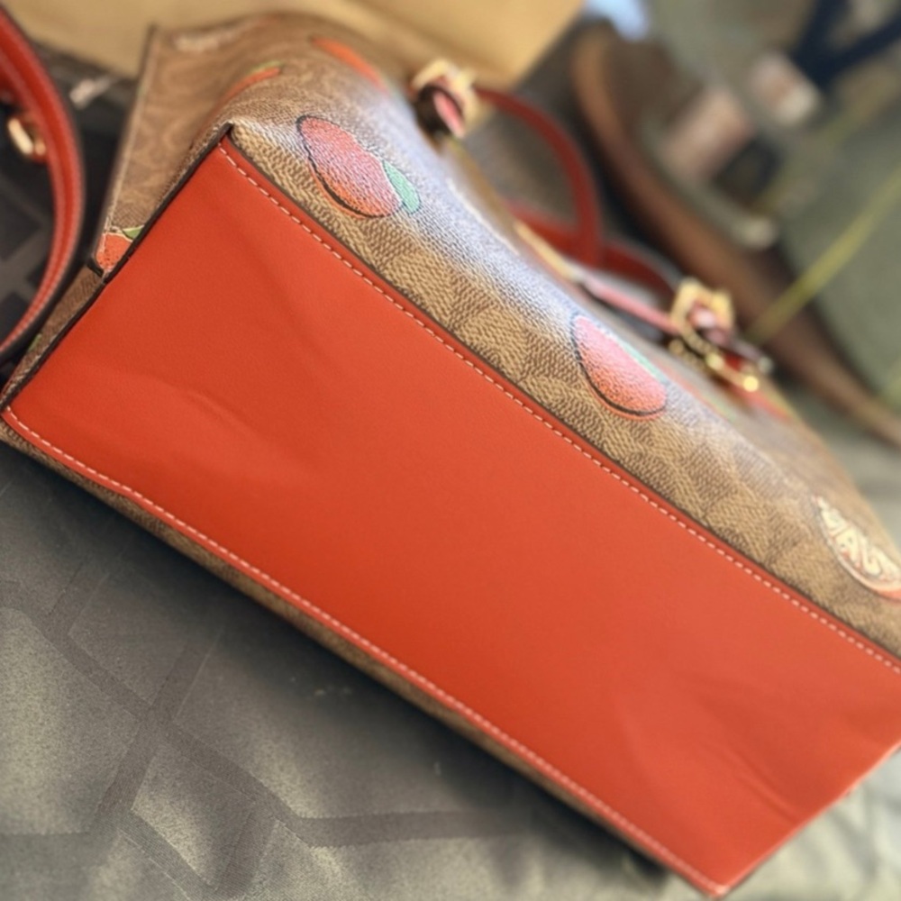Coach Mollie Brown and Orange Women's Small Tote Bag - Picture 9 of 10